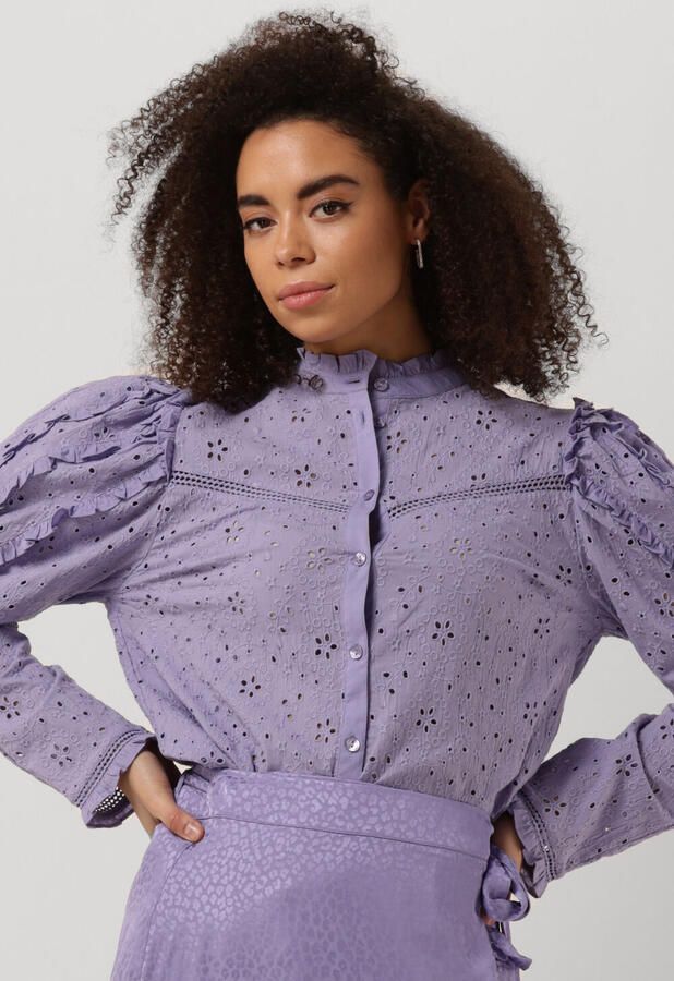 Fabienne Chapot Lila Blouse met Geborduurde Ruchemouwen Purple Dames - Foto 4