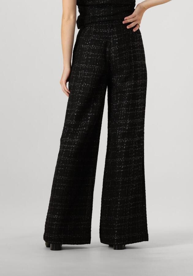 Fabienne Chapot geruite high waist wide leg pantalon Remi zwart donkergrijs