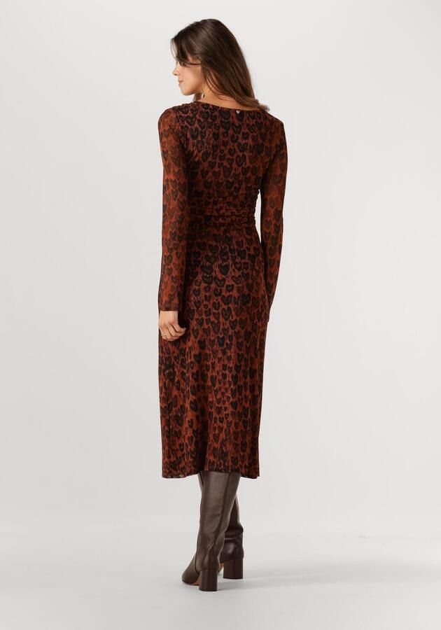 Fabienne Chapot mesh midi jurk met panterprint bruin - Foto 2