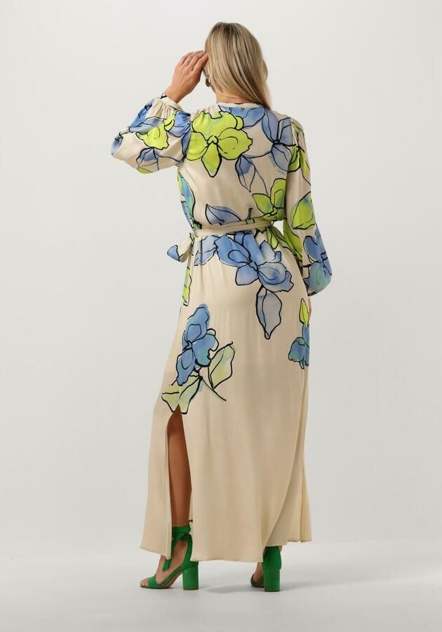 Fabienne Chapot gebloemde maxi blousejurk Erina ecru limegroen blauw - Foto 1