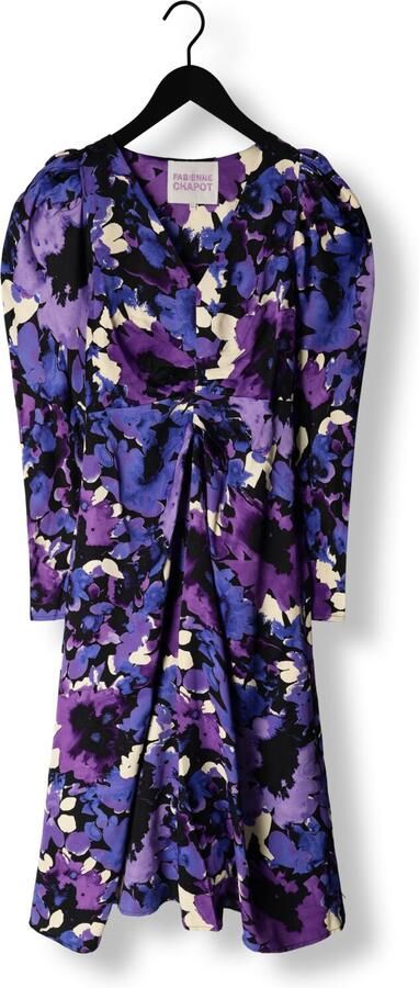 Fabienne Chapot Blauwe Bloomsberry Jurk met V-Hals en Pofmouwen Paars Dames - Foto 3