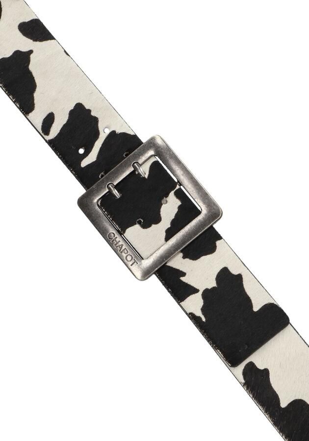 Fabienne Chapot leren riem Bold Cow met koeienprint ecru donkerbruin