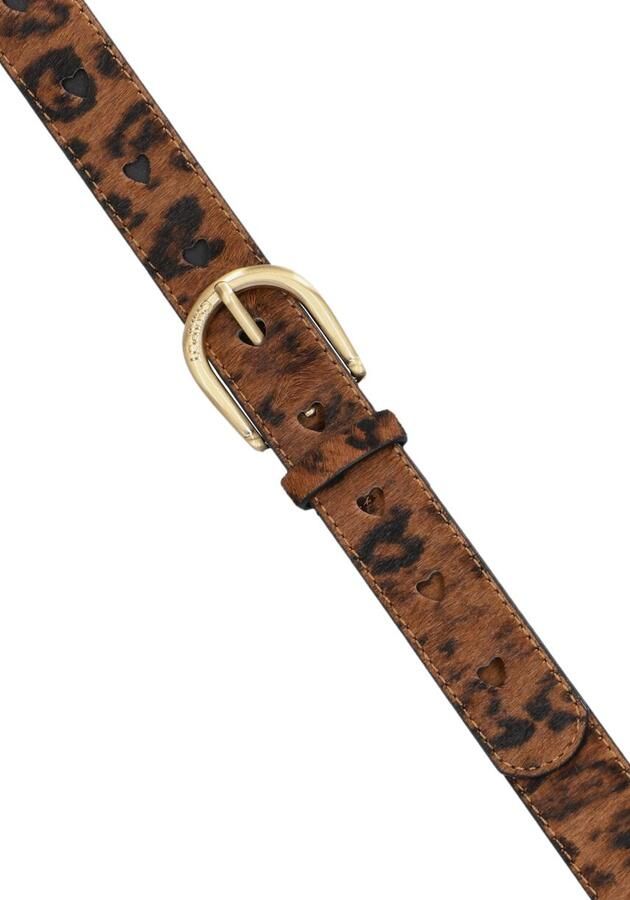Fabienne Chapot leren riem Hairy Belt met panterprint bruin