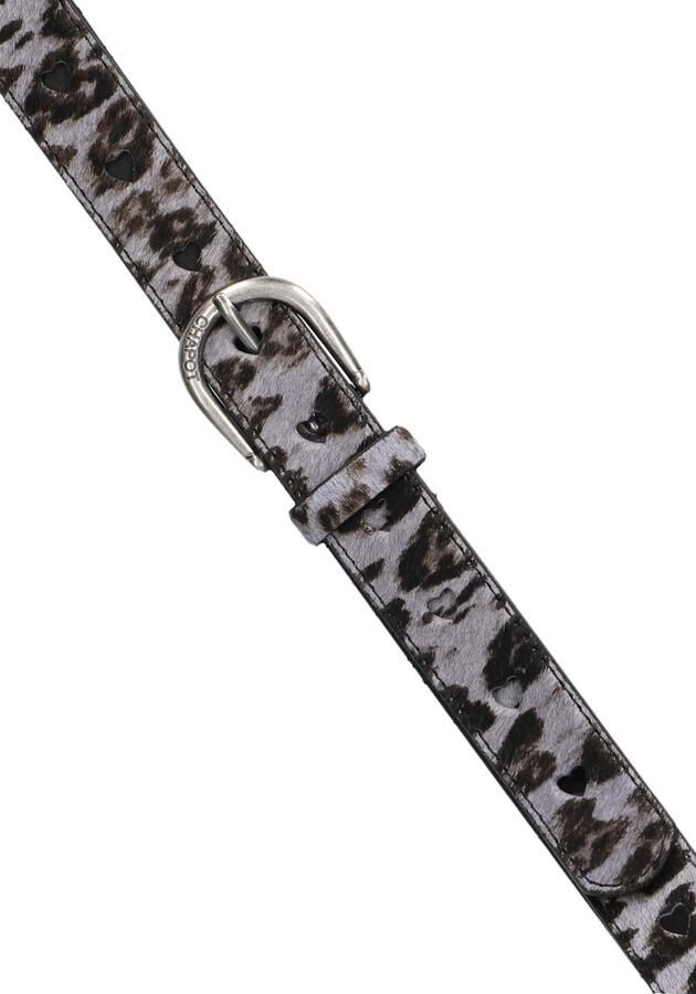Fabienne Chapot leren riem Hairy Belt met panterprint grijs
