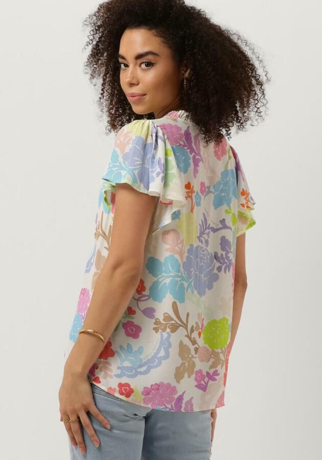 Fabienne Chapot Top met vlindermouwen en ruchekraag Multicolor Dames