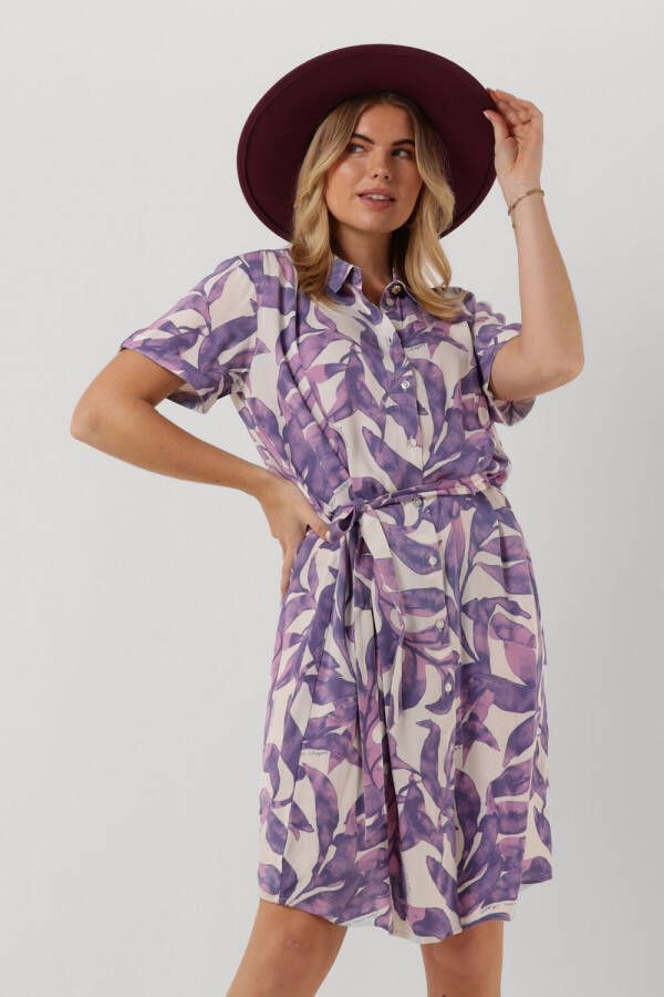 Fabienne Chapot blousejurk Boyfriend Dress met bladprint paars wit