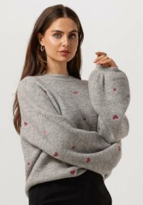 Fabienne Chapot trui Lidia met wol en hartjes grijs roze