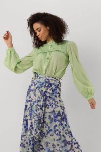 Fabienne Chapot blouse Tootsie met broderie groen