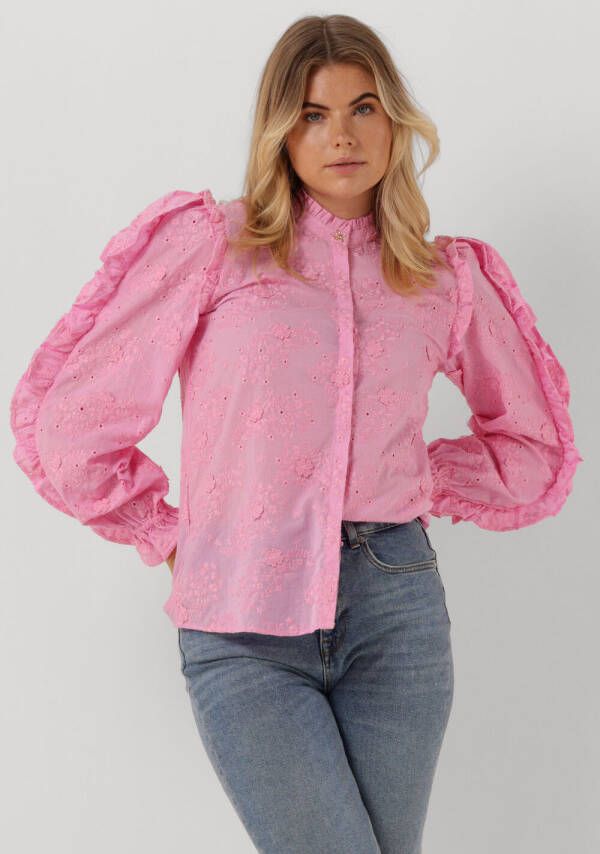 Fabienne Chapot Roze blouse met bloemenprint en gerimpelde mouwen Pink Dames