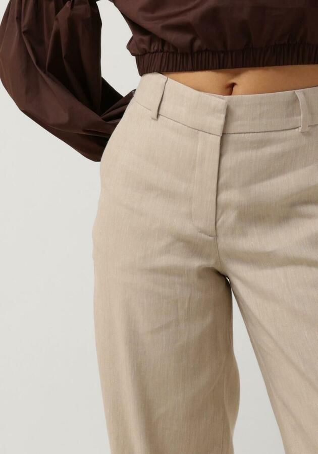 Fiveunits Elegante Zandkleurige Linnen Broek Beige Dames