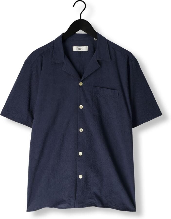 FORÉT Forét Heren Overhemden Hush Seersucker Ss Shirt Donkerblauw