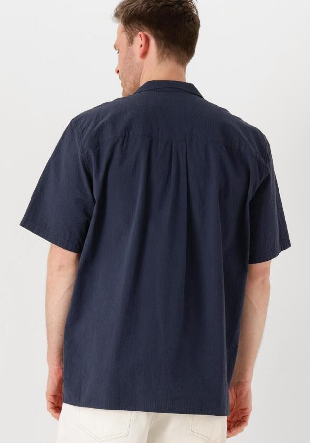 FORÉT Forét Heren Overhemden Hush Seersucker Ss Shirt Donkerblauw - Foto 2