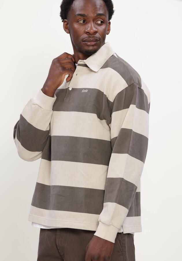 FORÉT Forét Heren Polo's & T-shirts Match Rugby Sweatshirt Wood Stripe Beige - Foto 4