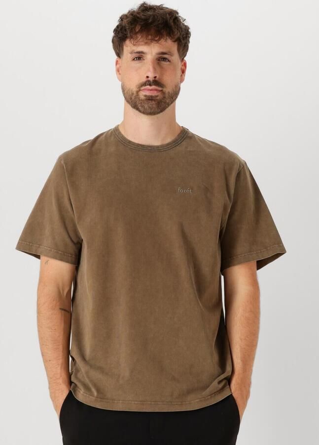 FORÉT Forét Heren Polo's & T-shirts Oak Faded Wash T-shirt Olijf - Foto 4