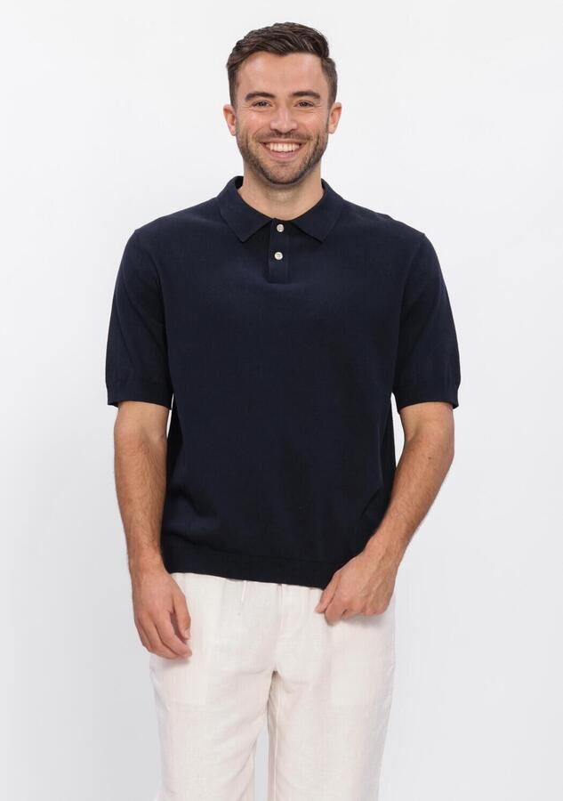FORÉT Forét Heren Polo's & T-shirts Sea Cotton Linen Ss Polo Donkerblauw
