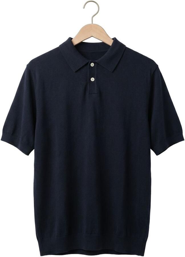 FORÉT Forét Heren Polo's & T-shirts Sea Cotton Linen Ss Polo Donkerblauw - Foto 2