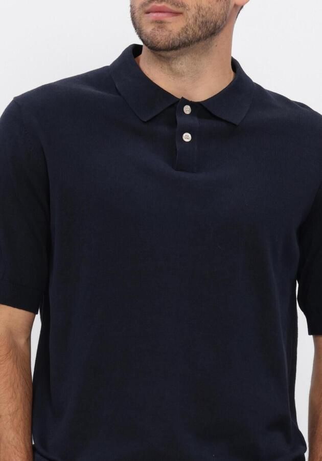 FORÉT Forét Heren Polo's & T-shirts Sea Cotton Linen Ss Polo Donkerblauw - Foto 4
