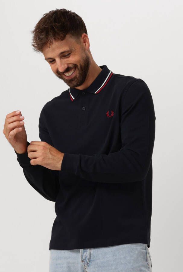 FRED PERRY Heren Polo's & T-shirts Twin Tipped Shirt Long Sleeve Donkerblauw