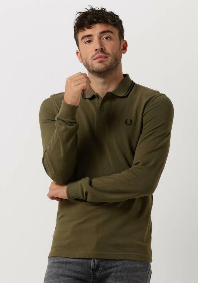 Fred Perry Groene Polo Ls Twin Tipped Shirt