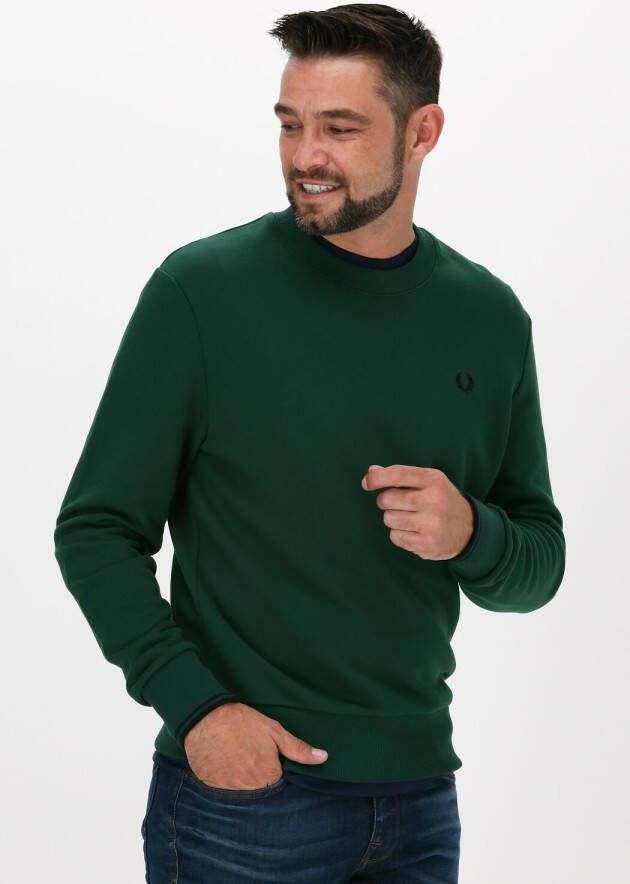 Fred Perry Katoenen Crewneck Sweatshirt met Krullende Reverse Green Heren