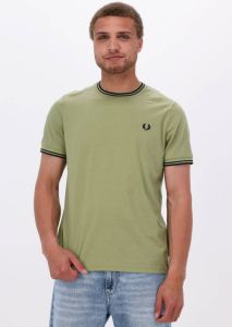 Fred Perry T-shirt TWIN TIPPED met contrastbies sage green