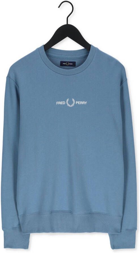 Fred Perry Lichtblauwe Sweater Embriodered Sweatshirt