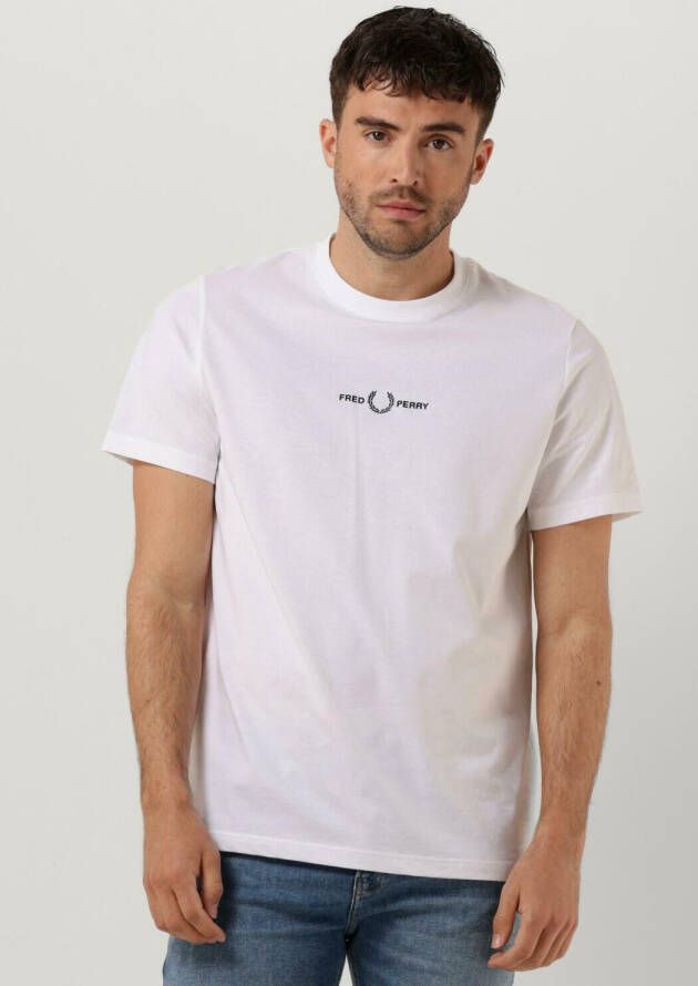 Fred Perry Geborduurd T-shirt voor moderne mannen White Heren