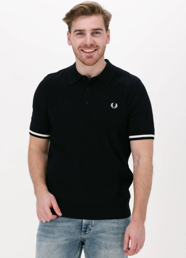 Fred Perry Zwarte Polo Tipping Texture Knitted Shirt