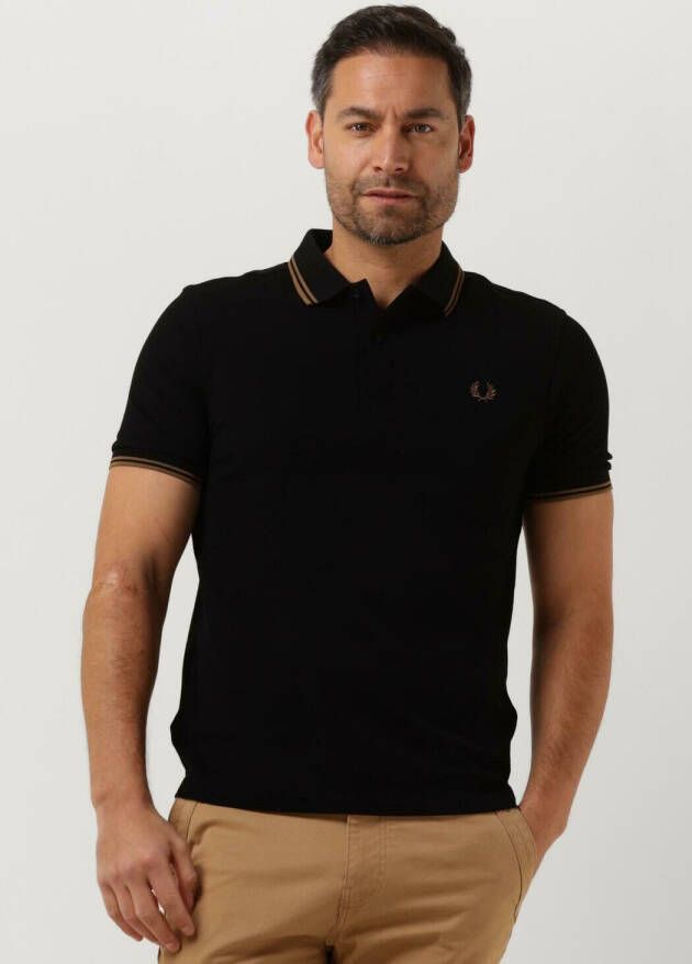 Fred Perry Slim Fit Twin Tipped Polo in Zwart Black Heren