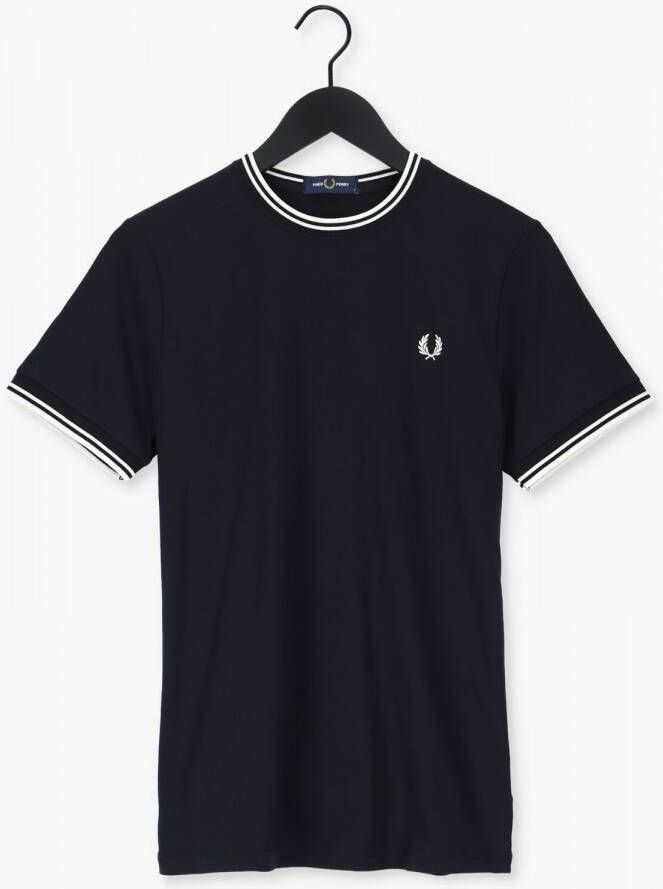 Fred Perry Klassieke dubbele streep ronde hals t-shirt Black Heren