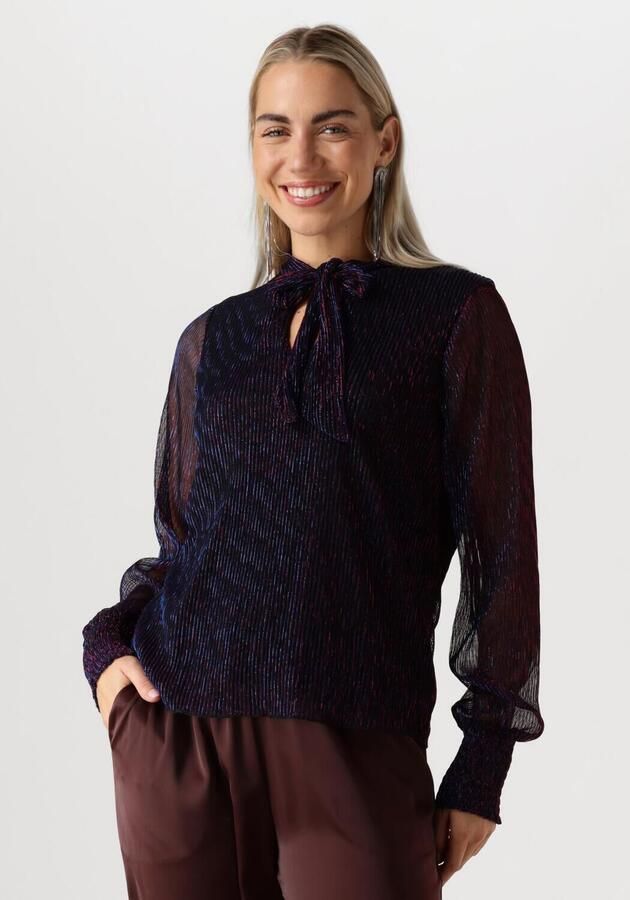 Freebird Metallic Blauwe Blouse met Roze Streep Blue Dames - Foto 4