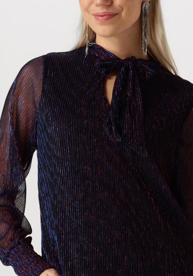 Freebird Metallic Blauwe Blouse met Roze Streep Blue Dames