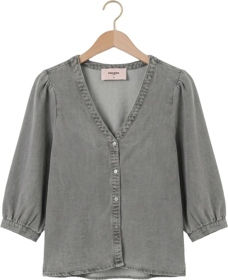 FREEBIRD Dames Blouses Dnm-tencell-black-26-1 Grijs - Foto 2