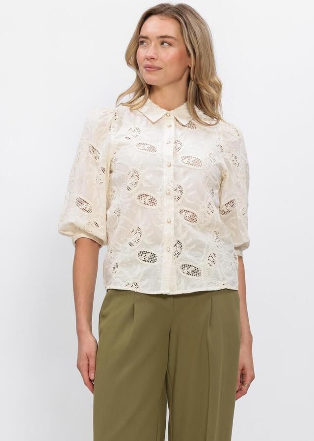 FREEBIRD Dames Blouses Wv-cotton-embro-26-1 Gebroken Wit