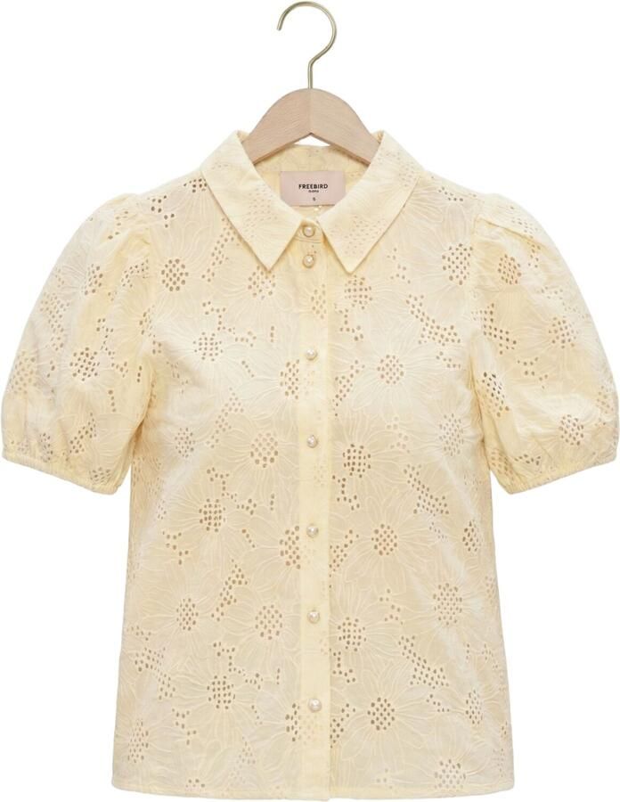 FREEBIRD Dames Blouses Wv-flower-embro-26-1 Creme - Foto 2