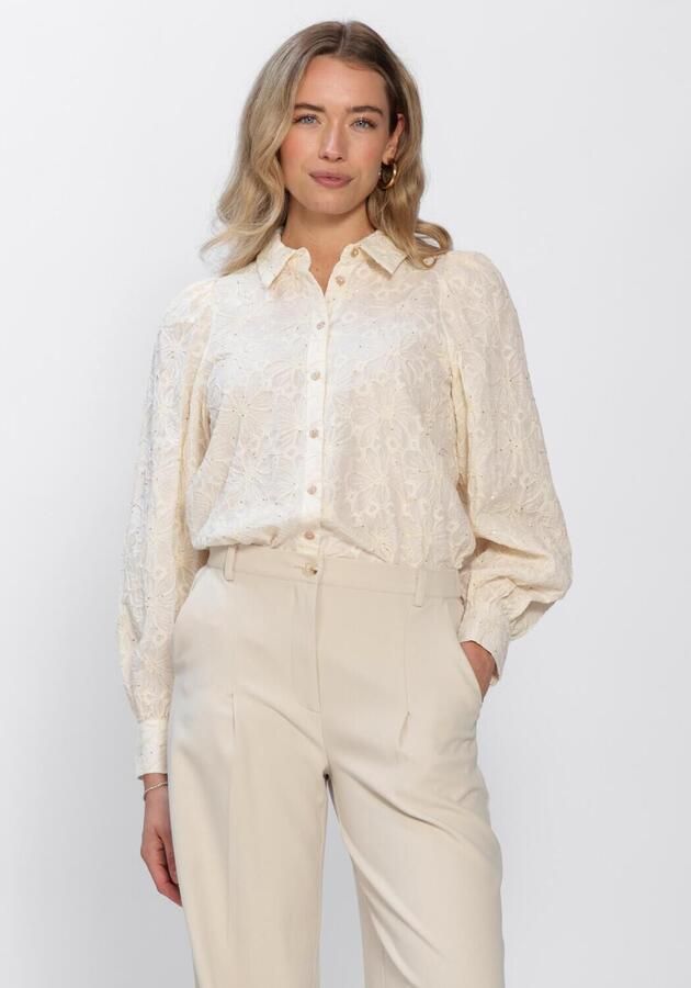 FREEBIRD Dames Blouses Wv-flower-tape-sequins-26-1 Ecru