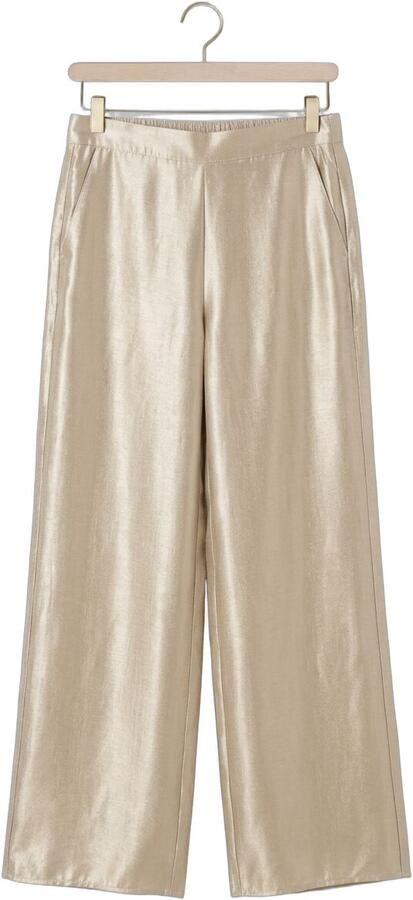 Freebird satijnen wide leg high waist broek champagne - Foto 4