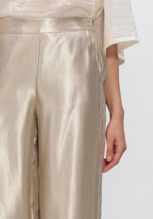 Freebird satijnen wide leg high waist broek champagne - Foto 3