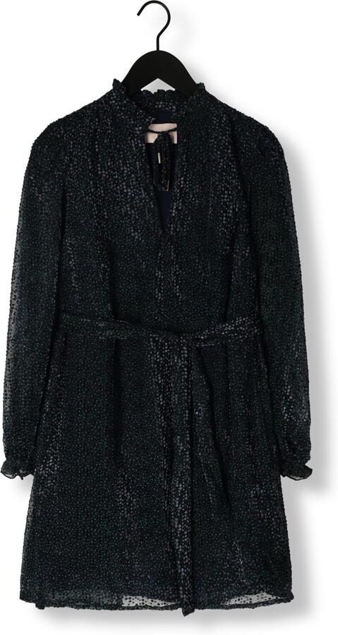 Freebird semi-transparante fluwelen jurk Adaline met stippen en ruches donkerblauw - Foto 2