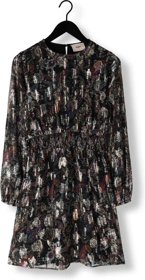 Freebird jurk Daykota met all over print en glitters zwart goud glitter - Foto 3