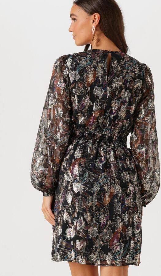 Freebird jurk Daykota met all over print en glitters zwart goud glitter - Foto 2