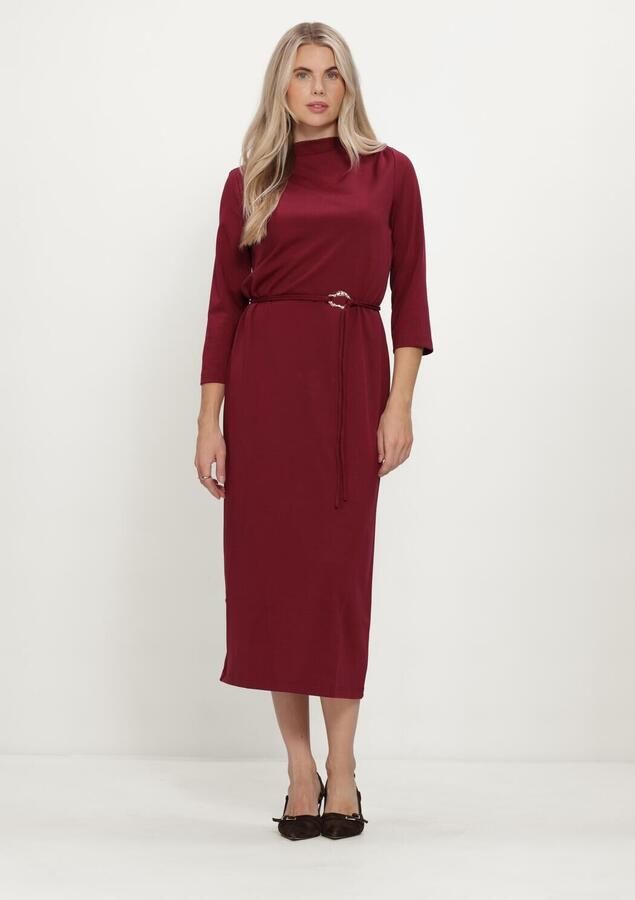 Freebird midi jurk met ceintuur donkerrood