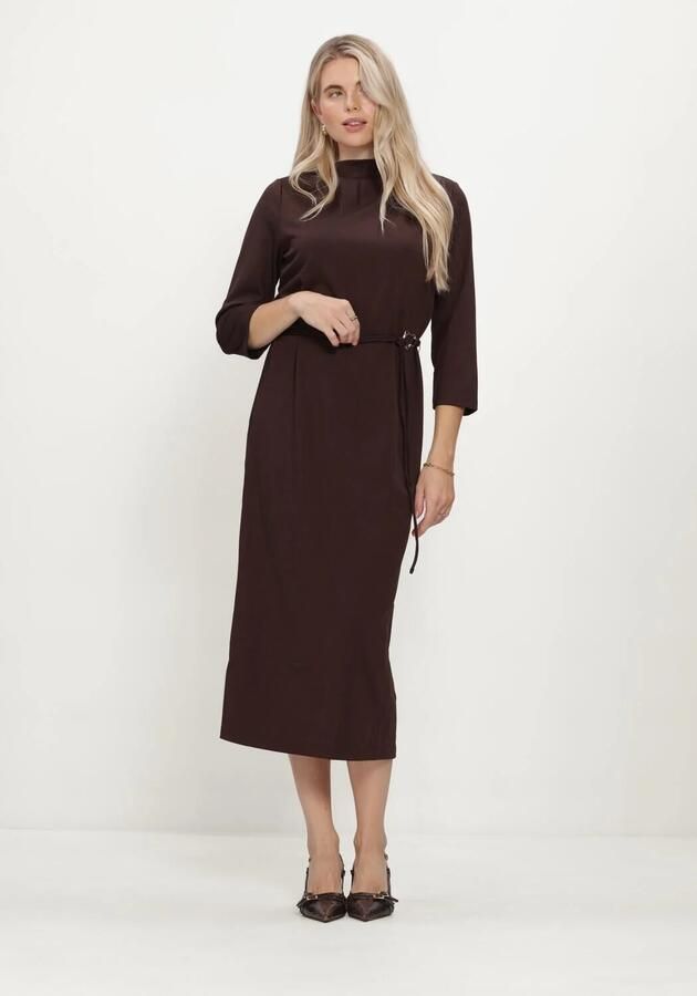 Freebird midi jurk met ceintuur bruin