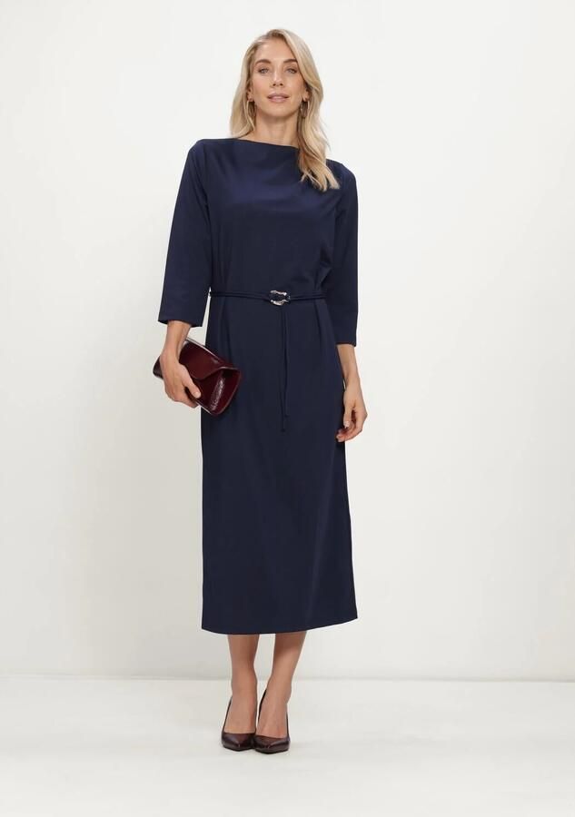 Freebird midi jurk met ceintuur donkerblauw