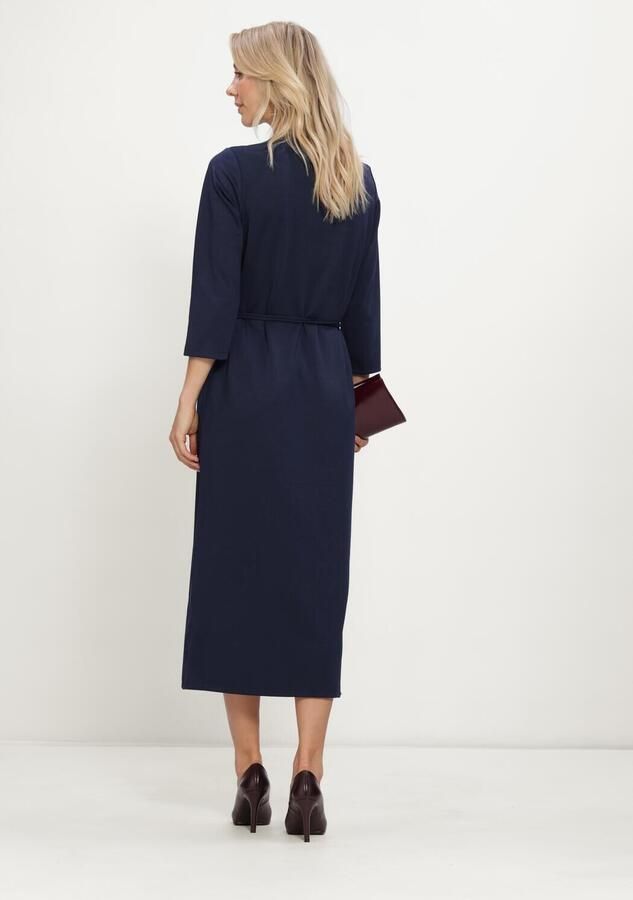 Freebird midi jurk met ceintuur donkerblauw - Foto 2