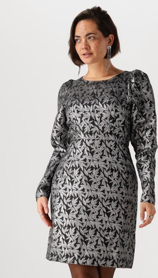 Freebird Elegante Jacquard Jurk met Pofmouwen Black Dames - Foto 4