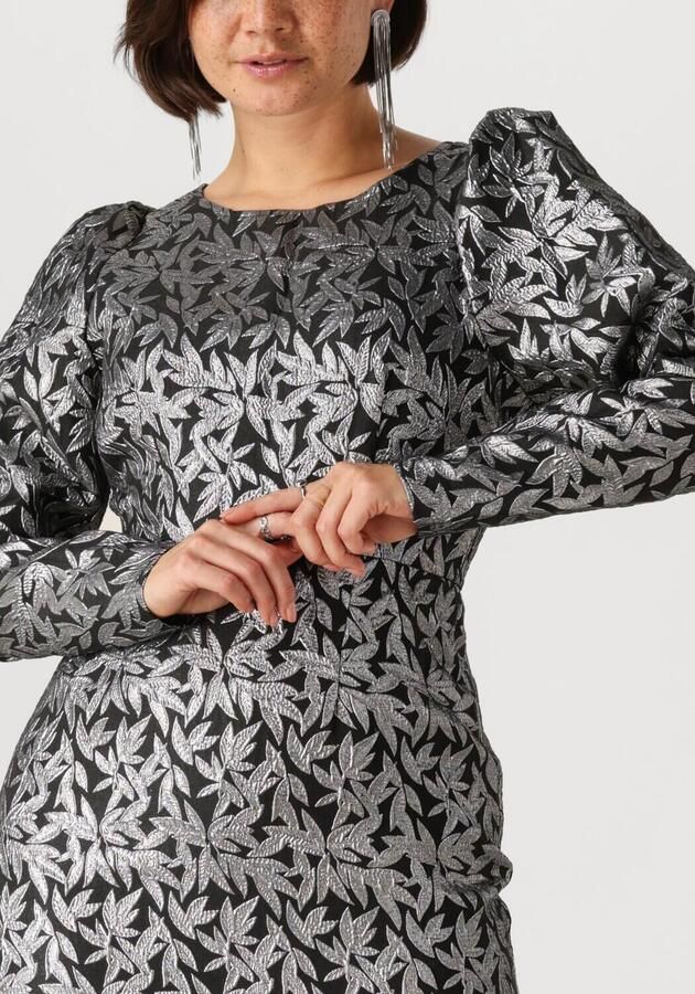 Freebird Elegante Jacquard Jurk met Pofmouwen Black Dames - Foto 2