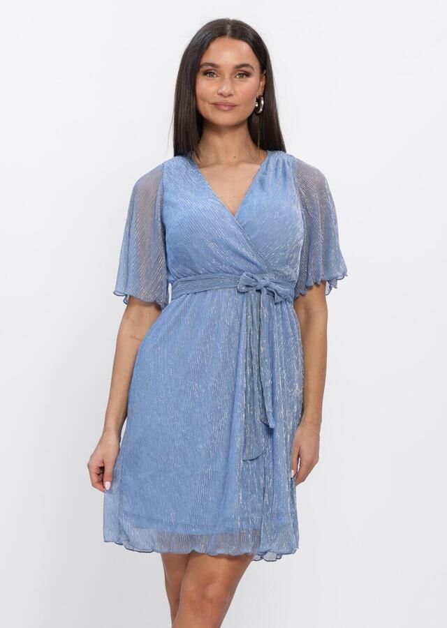 FREEBIRD Dames Jurken F-jer-plisse-lurex-26-1 Lichtblauw