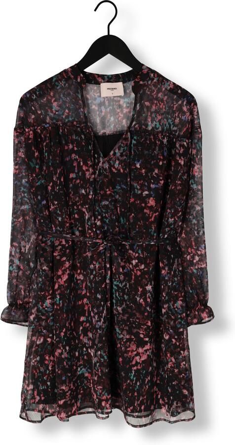 Freebird semi-transparante jurk Palmara met all over print en ruches donkerrood - Foto 2