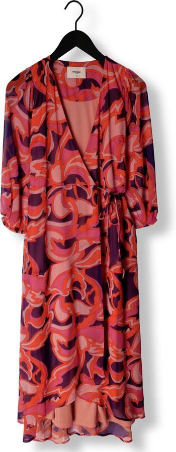 Freebird wikkeljurk Belia met all over print roze paars oranje - Foto 3